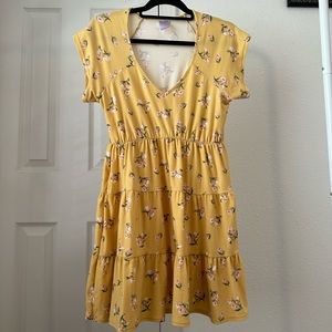 Yellow floral short sleeve dress